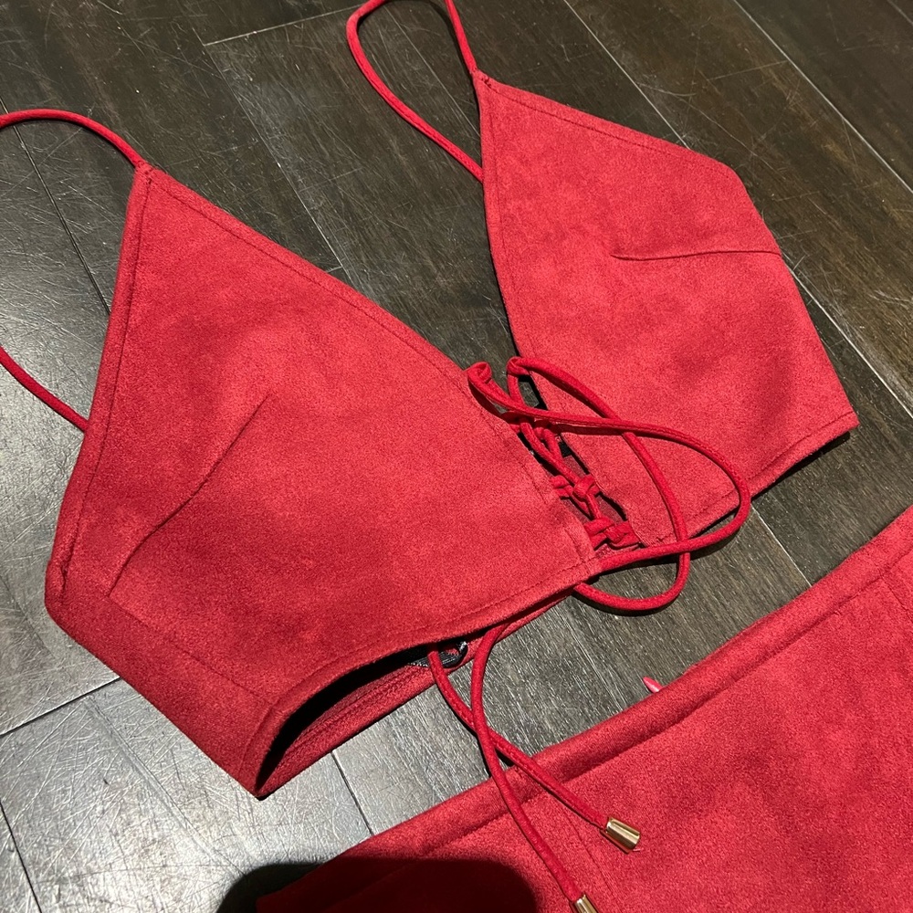 Sabo Skirt Red Two-Piece Set - Picture 2 of 5